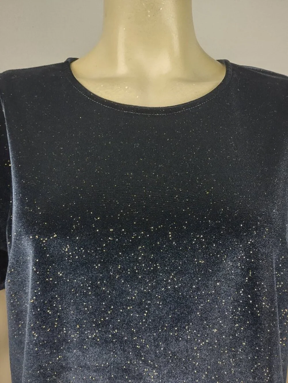 NWT J. Crew black gold metallic velour short sleeve blouse top ladies Medium